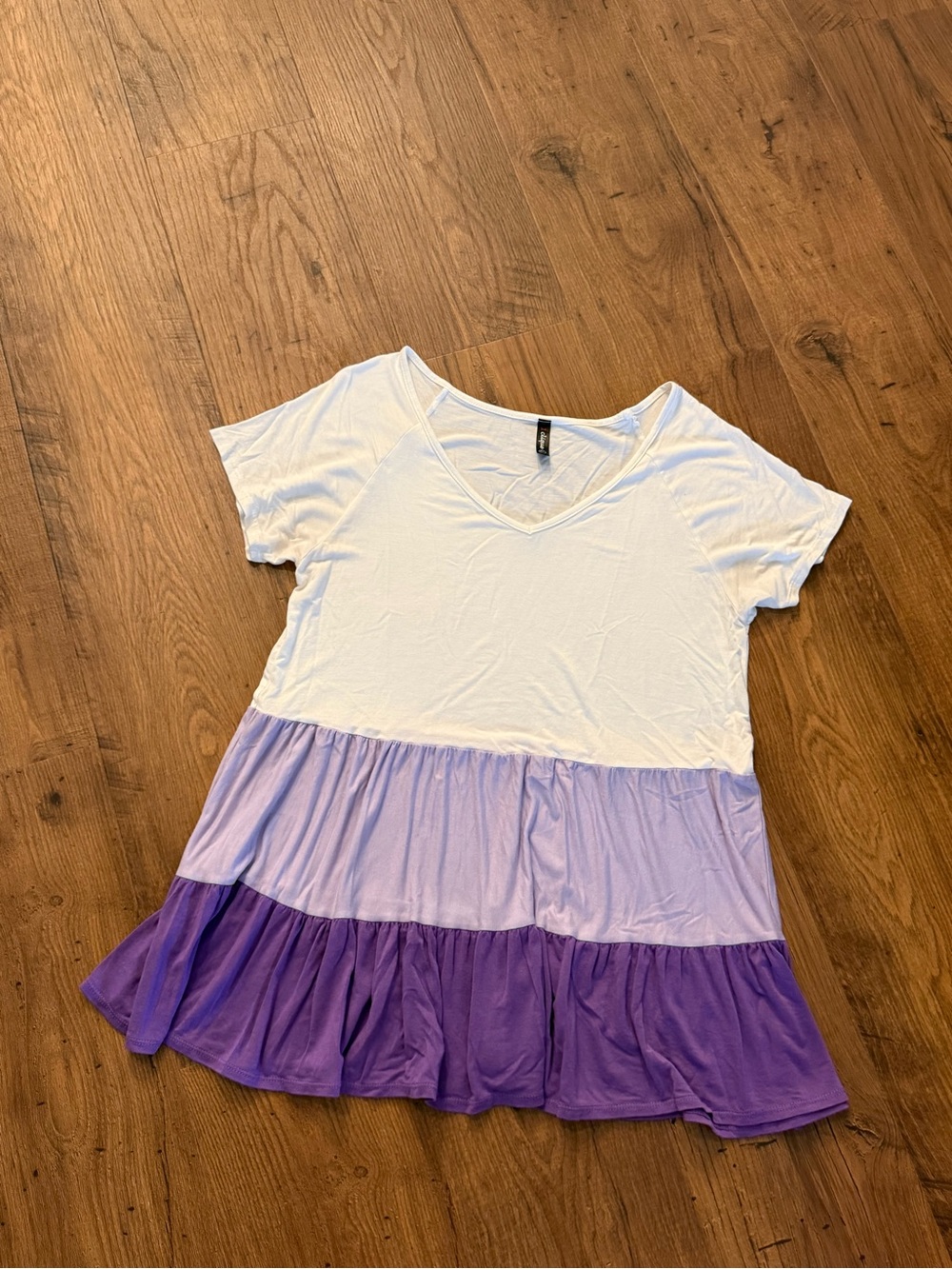 Women’s Colorblock Tiered V-Neck Blouse — White and Purple